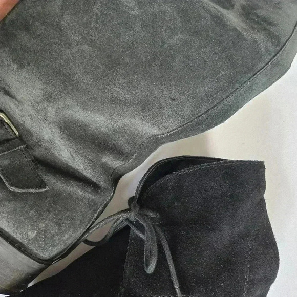 J.Crew Moto Biker Buckle Motorcycle Black Suede Leather Boots size 6 - Picture 15 of 15